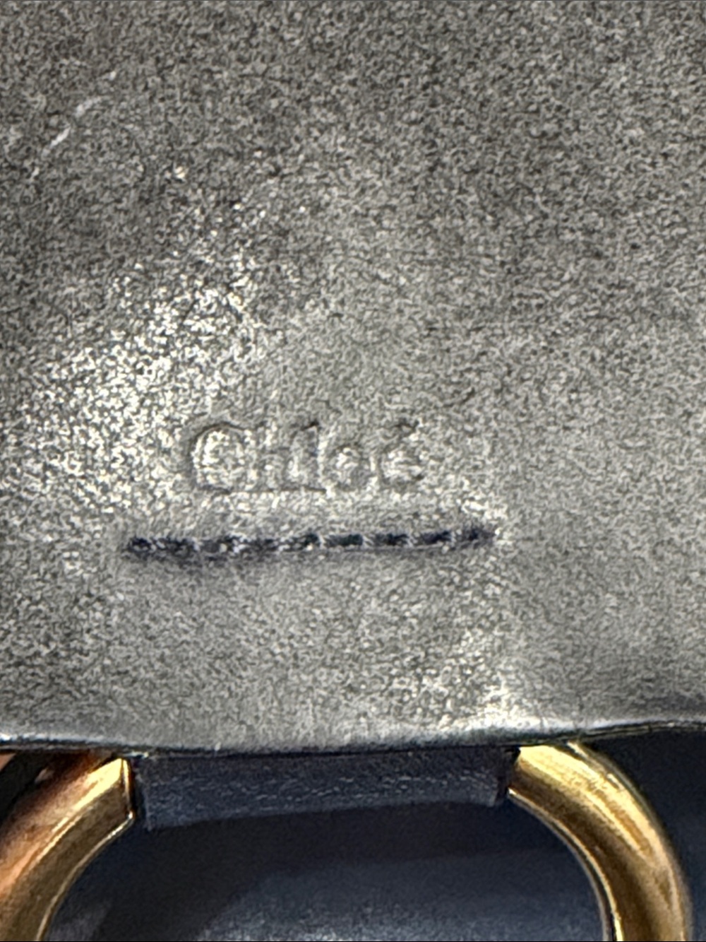 Chloe Navy Leather & Slate Suede Crossbody with Gold Ring - Picture 3 of 10